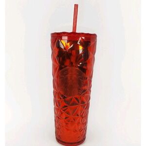 Starbucks Red Holiday Winter 2021 Jeweled Tumbler Cup 24 ounce Venti Reusable